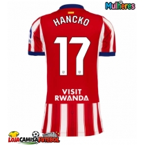 Camisa de Futebol Atletico Madrid David Hancko #17 Equipamento Principal Mulheres 2026-27 Manga Curta